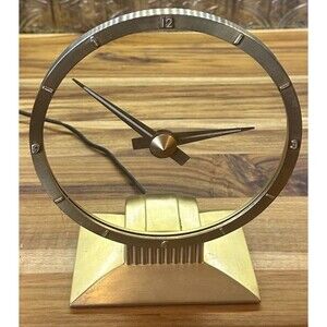 Vintage Mid-Century Jefferson Golden Hour Mystery Clock 580-101 Works Well!